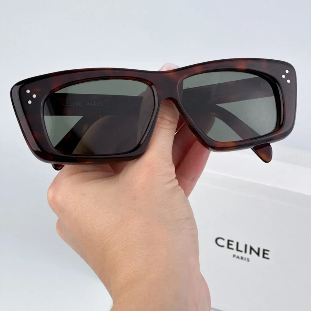 Celine CL40259I 52N BRAND NEW Sunglasses Havana Green Rectangle Unisex